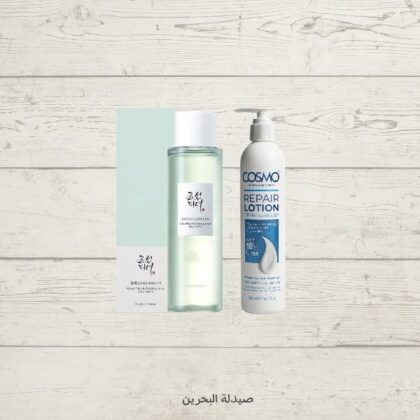 مجموعة علاج جلد الوزة | تونر من بيوتي او جوسيون بالاحماض و مرطب كوزمو باليوريا