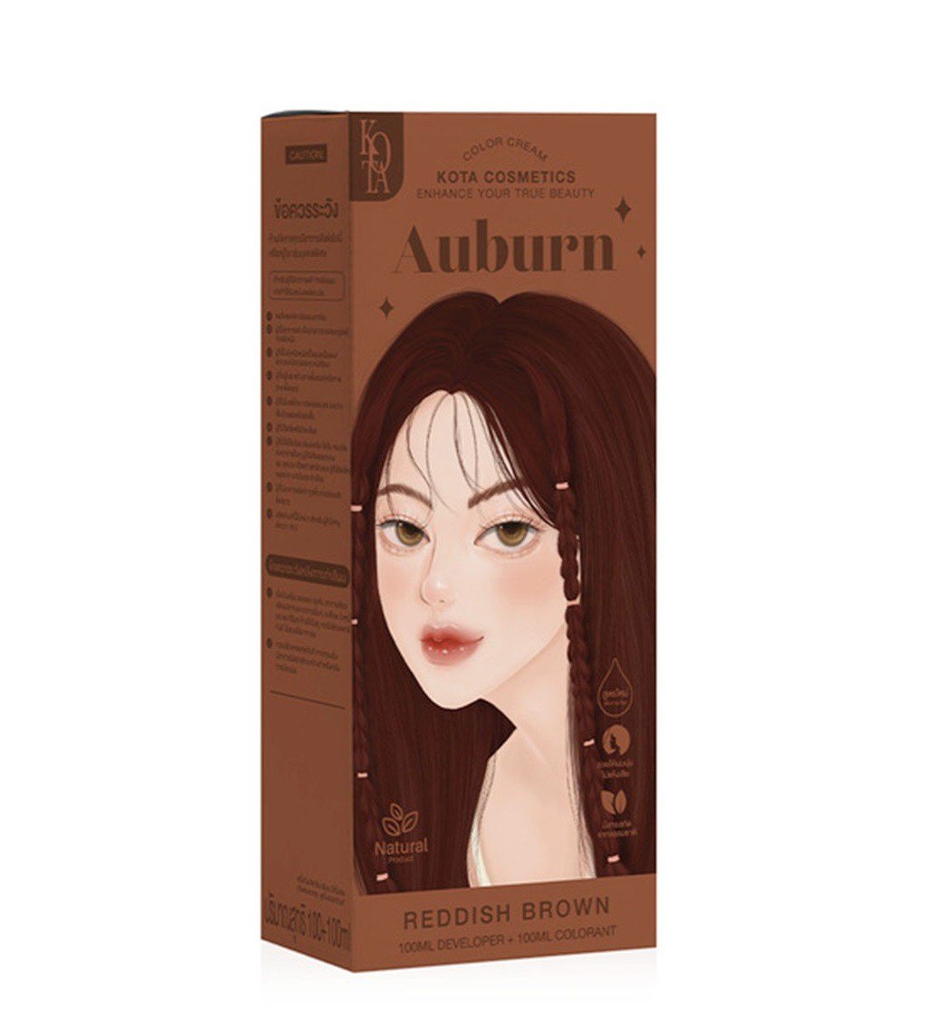 Kota Cosmetics Color Cream - Auburn (Reddish Brown) |كوتة كوزمتكس صبغة شعر كريمية - لون آبرن (بني محمر) - خلاصة طبيعية - الصورة 4