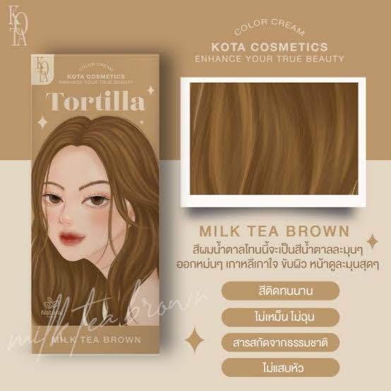 Kota Cosmetics Color Cream - Tortilla (Milk Tea Brown) |كوتة كوزمتكس صبغة شعر كريمية - لون ميلك تي براون (بني حليبي) - خلاصة طبيعية - الصورة 7